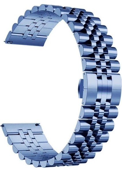 Samsung Galaxy Watch 3 Uyumlu Kordon Paslanmaz Metal Klipsli Rolex Kayış, Lacivert