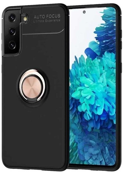 Samsung Galaxy S21 Uyumlu Kılıf Ravel Silikon Kapak, Siyah-Rose Gold