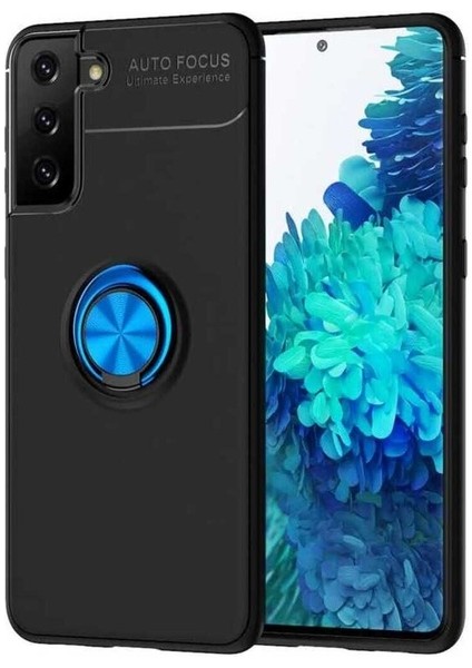 Samsung Galaxy S21 Plus Uyumlu Kılıf Ravel Silikon Kapak, Siyah-Mavi