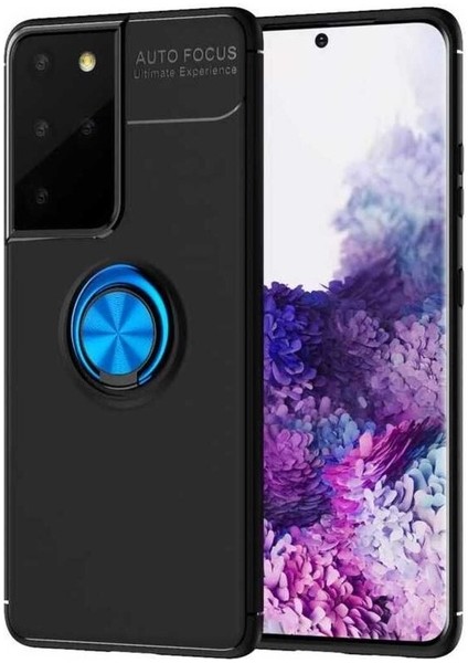 Samsung Galaxy S21 Ultra Uyumlu Kılıf Ravel Silikon Kapak, Siyah-Mavi