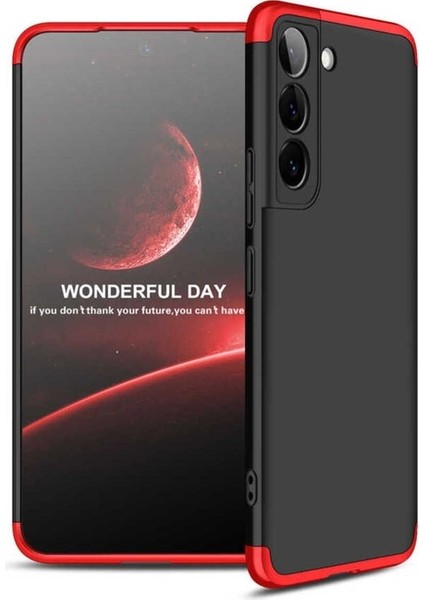 Samsung Galaxy S22 Plus Uyumlu Kılıf Ays Kapak, Siyah-Kırmızı