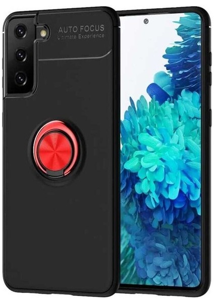 Samsung Galaxy S21 Uyumlu Kılıf Ravel Silikon Kapak, Siyah-Kırmızı