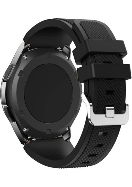 Samsung Galaxy Watch 5/5 Pro Uyumlu Kordon Silikon Spor Çizgili Esnek Kayış, Siyah