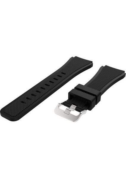 Samsung Galaxy Watch 5/5 Pro Uyumlu Kordon Silikon Spor Çizgili Esnek Kayış, Siyah