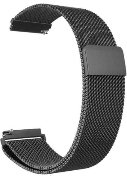 Samsung Galaxy Watch 4 Uyumlu Kordon Hasır Metal Örgü Mıknatıslı Kayış, Siyah