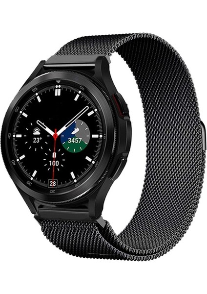 Samsung Galaxy Watch 4 Uyumlu Kordon Hasır Metal Örgü Mıknatıslı Kayış, Siyah fiyatları