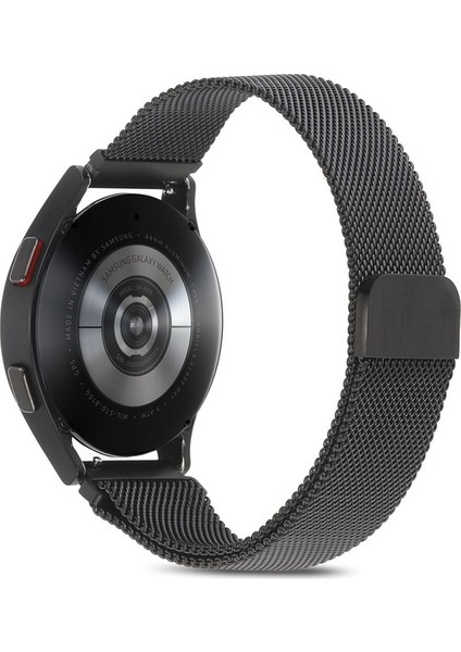 Samsung Galaxy Watch 4 Uyumlu Kordon Hasır Metal Örgü Mıknatıslı Kayış, Siyah modelleri