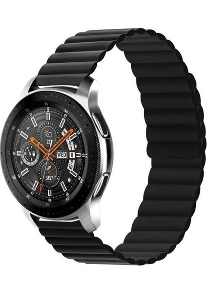 Samsung Galaxy Watch Gear S3 / Gear S4 Uyumlu Kordon Suni Deri Bakla Tasarımlı Kayış, Siyah fırsatları