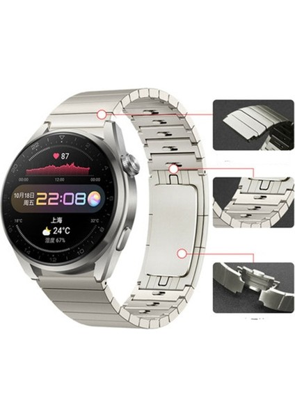 Samsung Galaxy Watch Uyumlu Kordon Paslanmaz Çelik Klipsli Kayış, Gümüş