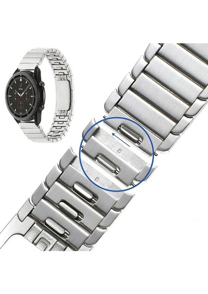 Samsung Galaxy Watch Uyumlu Kordon Paslanmaz Çelik Klipsli Kayış, Gümüş