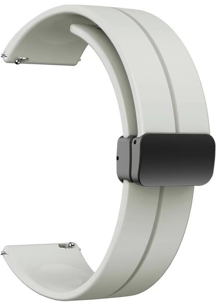Samsung Galaxy Watch Uyumlu Kordon Silikon Magnetik Mıknatıslı Toka Spor Kayış, Starligh