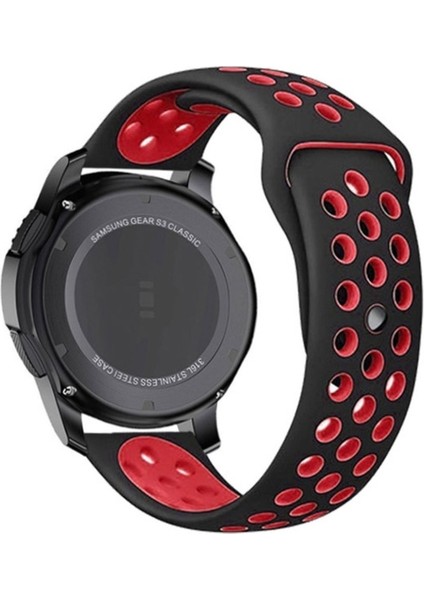 Samsung Galaxy Watch Gear S3 / Gear S4 Uyumlu Kordon Silikon Nike Delikli Spor Kayış, Siyah-Kı fiyatları