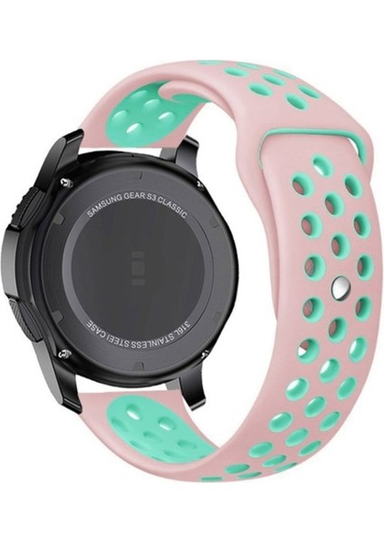Huawei Gt2 / Gt2 Pro Uyumlu Kordon Silikon Nike Delikli Spor Kayış, Pembe-Yeşil