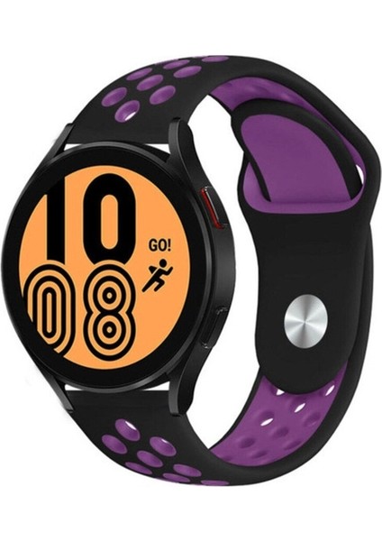 Huawei Gt2 / Gt2 Pro Uyumlu Kordon Silikon Nike Delikli Spor Kayış, Siyah-Mor