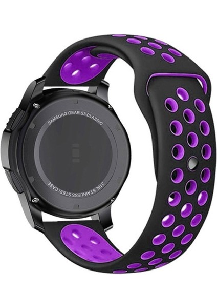 Huawei Gt2 / Gt2 Pro Uyumlu Kordon Silikon Nike Delikli Spor Kayış, Siyah-Mor fiyatları