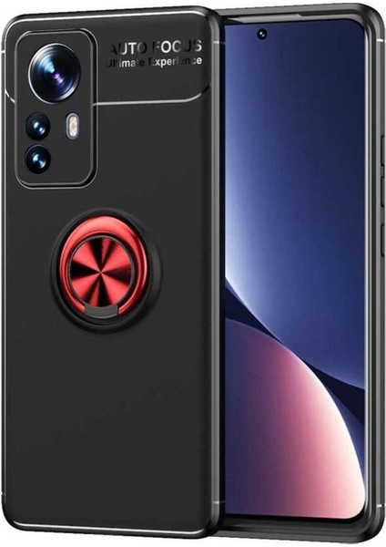 Xiaomi Mi 12 Uyumlu Kılıf Ravel Silikon Kapak, Siyah-Kırmızı