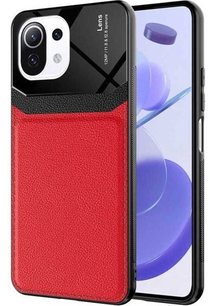 Xiaomi Mi 11 Lite Uyumlu Kılıf Emiks Kapak, Kırmızı