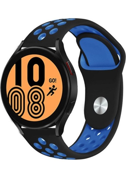 Huawei Gt2 / Gt2 Pro Uyumlu Kordon Silikon Nike Delikli Spor Kayış, Siyah-Mavi