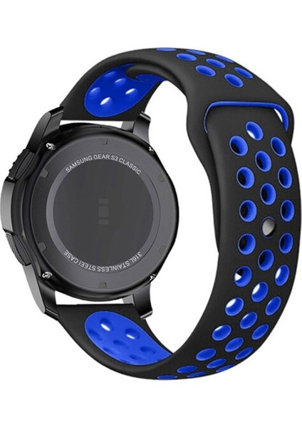 Huawei Gt2 / Gt2 Pro Uyumlu Kordon Silikon Nike Delikli Spor Kayış, Siyah-Mavi fiyatları