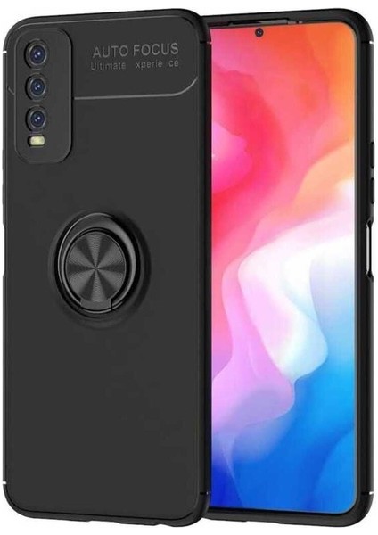 Vivo Y20S Uyumlu Kılıf Ravel Silikon Kapak, Siyah