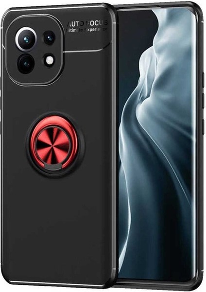 Xiaomi Mi 11 Uyumlu Kılıf Ravel Silikon Kapak, Siyah-Kırmızı
