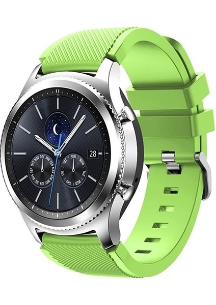 Samsung Galaxy Watch Gear S3 / Gear S4 Uyumlu Kordon Silikon Çizgili Esnek Spor Kayış, Yeşil fiyatları