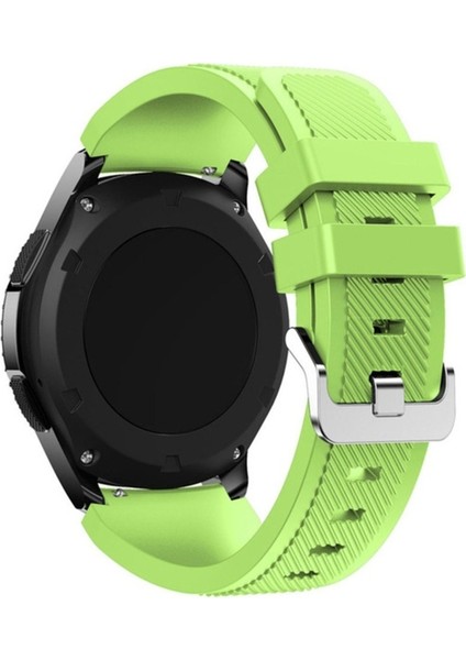 Samsung Galaxy Watch Gear S3 / Gear S4 Uyumlu Kordon Silikon Çizgili Esnek Spor Kayış, Yeşil modelleri