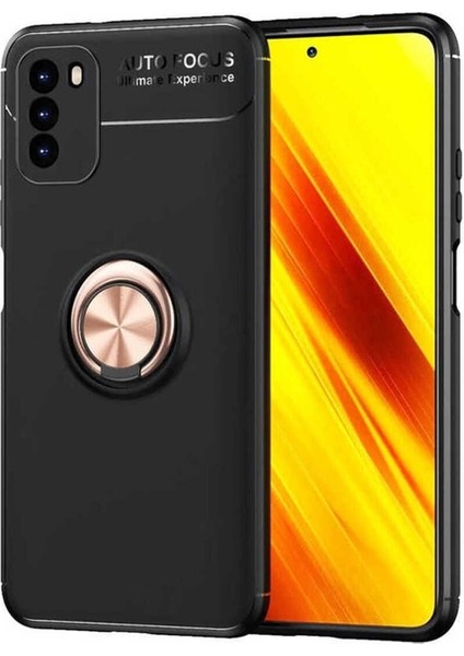 Xiaomi Poco M3 Uyumlu Kılıf Ravel Silikon Kapak, Siyah-Rose Gold