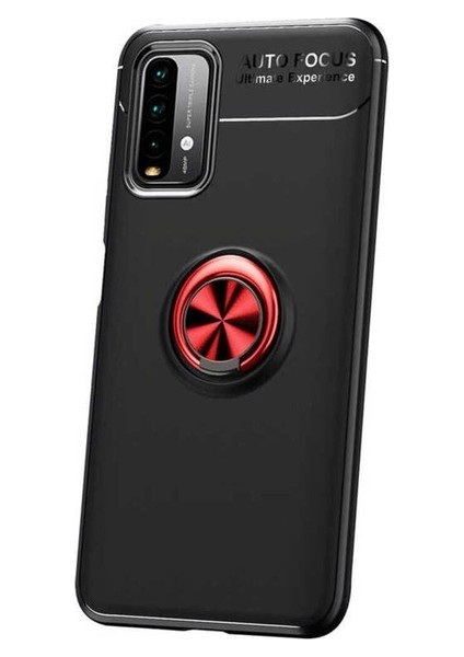 Xiaomi Redmi 9t Uyumlu Kılıf Ravel Silikon Kapak, Siyah-Kırmızı