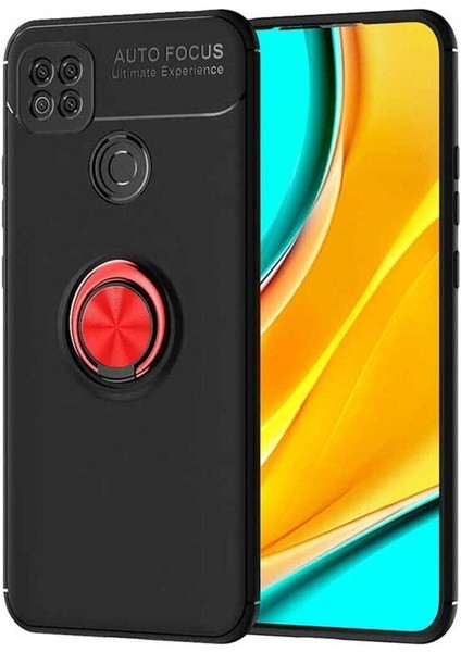 Xiaomi Redmi 9c Uyumlu Kılıf Ravel Silikon Kapak, Siyah-Kırmızı