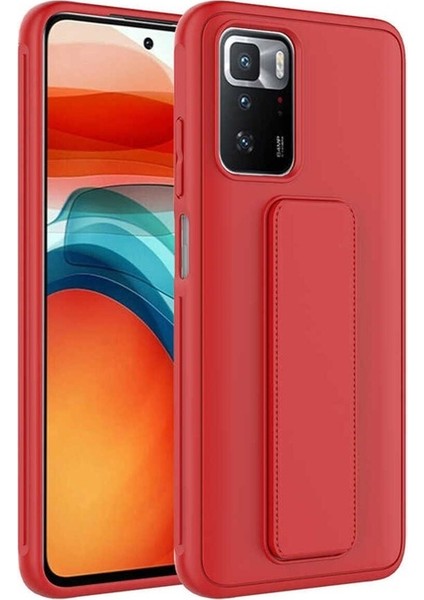 Xiaomi Redmi 10 Uyumlu Kılıf Qstand Kapak, Kırmızı