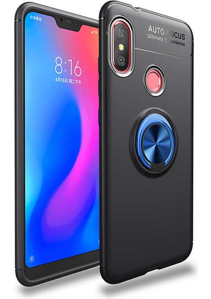 Megafox Teknoloji Xiaomi Redmi Note 6 Pro Uyumlu Kılıf Ravel Silikon Kapak, Siyah-Mavi