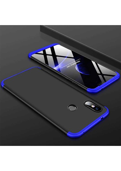 Xiaomi Redmi Note 7 Uyumlu Kılıf Ays Kapak, Siyah-Mavi