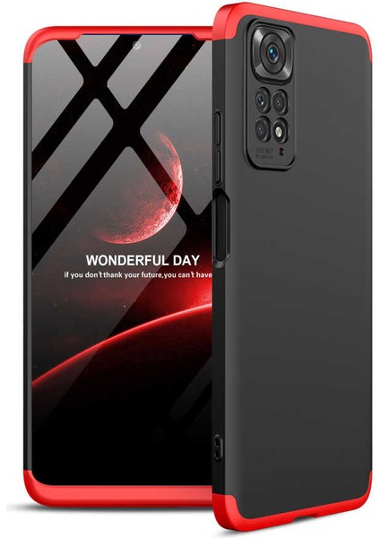 Xiaomi Redmi Note 11S Global Uyumlu Kılıf Ays Kapak, Siyah-Kırmızı