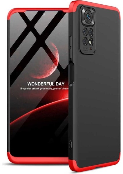 Xiaomi Redmi Note 11 Global Uyumlu Kılıf Ays Kapak, Siyah-Kırmızı