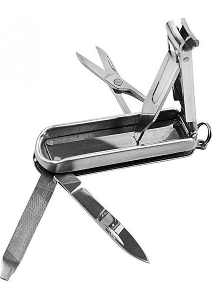 1pc Yeni Gelenler Katlanır Tırnak Makası Çok Fonksiyonlu 4 In 1 Paslanmaz Çelik Tırnak Makası Makas Lima Bıçak Anahtarlı (Yurt Dışından)