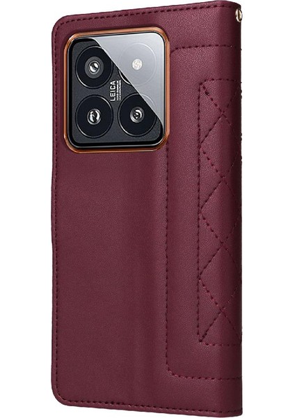 Xiaomi 14 Pro 5g Için Flip Case Cüzdan Basit Iş Deri Kılıf Flip (Yurt Dışından)