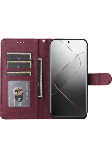 Xiaomi 14 Pro 5g Için Flip Case Cüzdan Basit Iş Deri Kılıf Flip (Yurt Dışından)