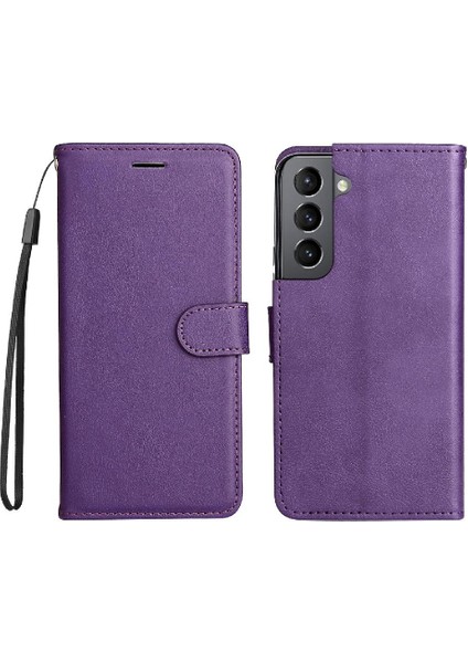 Kart Yuvası Klasik Düz Renk Yüksek ile Samsung Galaxy S22 Için Flip Case (Yurt Dışından)