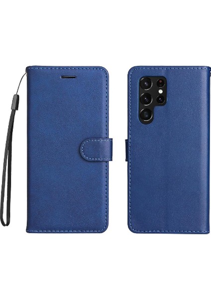 Kart Yuvası ile Samsung Galaxy S22 Ultra Klasik Düz Renk Için Flip Case (Yurt Dışından)