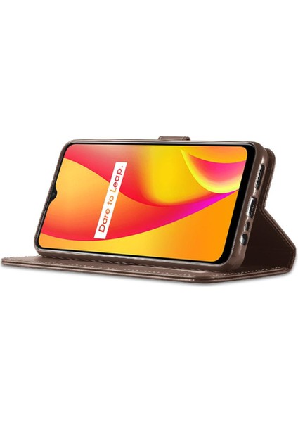 Realme C15/C12/C25 Kart Yuvaları Cüzdan Buzağı Doku Yatay Için Kılıf (Yurt Dışından) modelleri