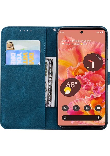 Google Piksel 6 Deri Cüzdan Büyük Kelebek Kickstand Koruyucu Kılıf (Yurt Dışından)