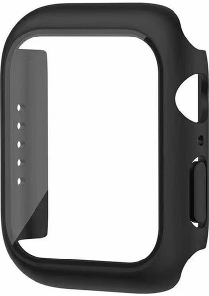 Apple Watch Uyumlu Kasa ve Ekran Koruyucu Sert Silikon Renkli 360 Sert Pc Klasik Gard 01, Siyah fiyatları