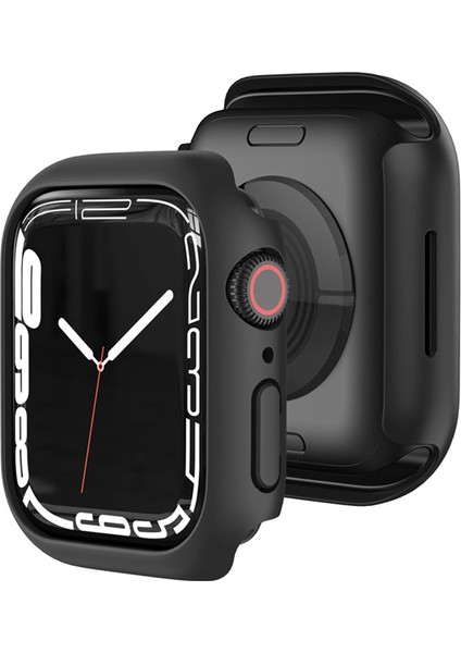 Apple Watch Uyumlu Kasa ve Ekran Koruyucu Sert Silikon Renkli 360 Sert Pc Klasik Gard 01, Siyah fırsatları