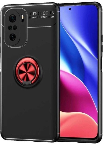 Xiaomi Poco F3 Uyumlu Kılıf Ravel Silikon Kapak, Siyah-Kırmızı