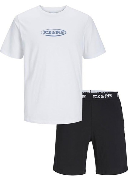 Jack & Jones Baskılı Beyaz Erkek Çocuk T-Shirt Jacolıver Ss Tee And Shorts Set Jnr