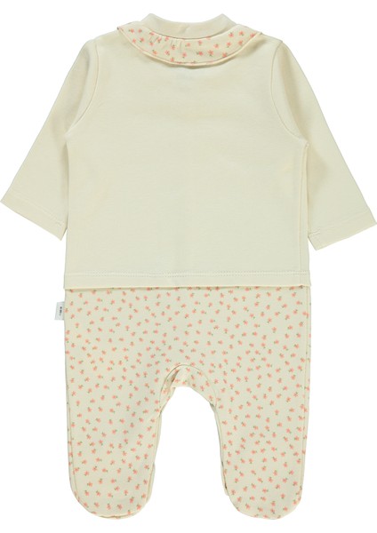 Civil Baby Kız Bebek Patikli Tulum 1-6 Ay Tebeşir