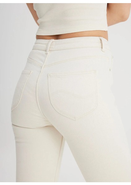 Yüksek Bel Bootcut Paça Normal Ekru Kadın Denim Pantolon L31T20530349-Breese Bot Jean Pantol fırsatları