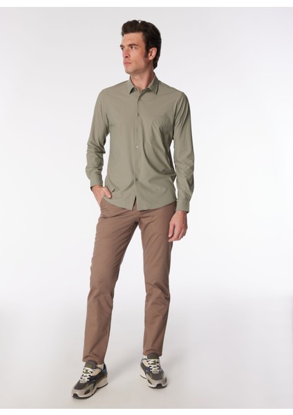 Slim Fit Gömlek Yaka Düz Yeşil Erkek Gömlek Demo Deıva fiyatları