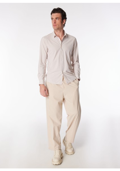 Slim Fit Gömlek Yaka Çizgili Bej Erkek Gömlek Demo Tst Tropea fiyatları